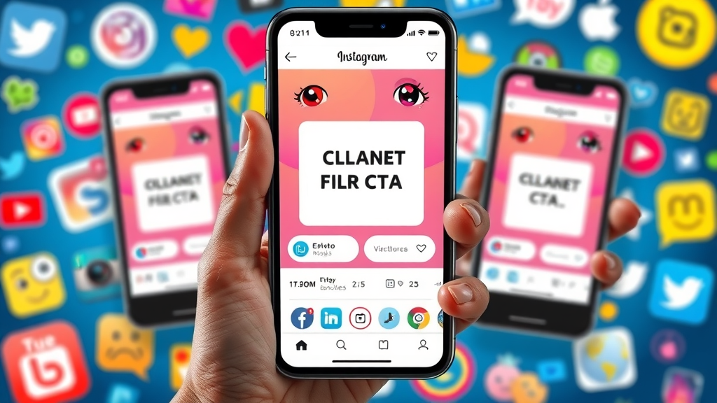 social media app screens displaying clear CTA buttons and engagement icons
