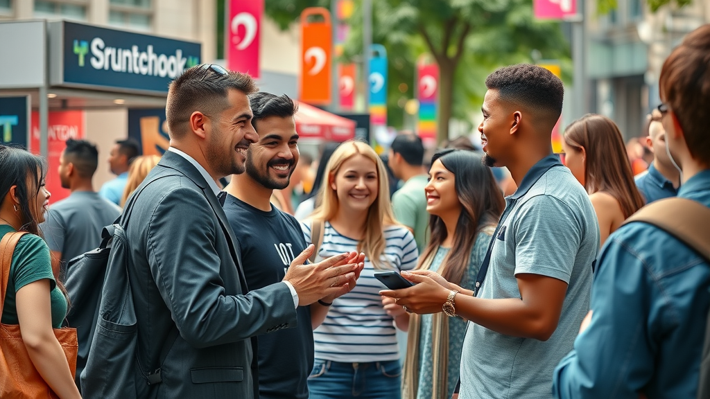 brand storytelling urban brand activation, representatives engaging with people, strong brand in diverse community environment