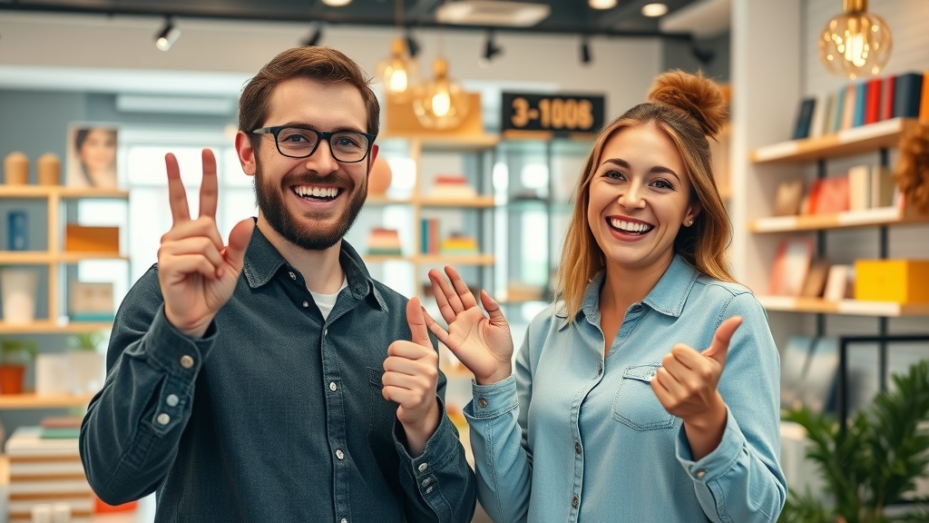 small business owners celebrating after social media marketing campaign leads to rising sales and digital accolades