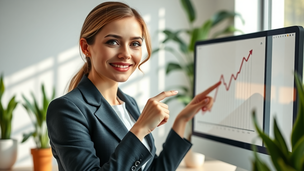 local keyword research businesswoman growth chart SEO