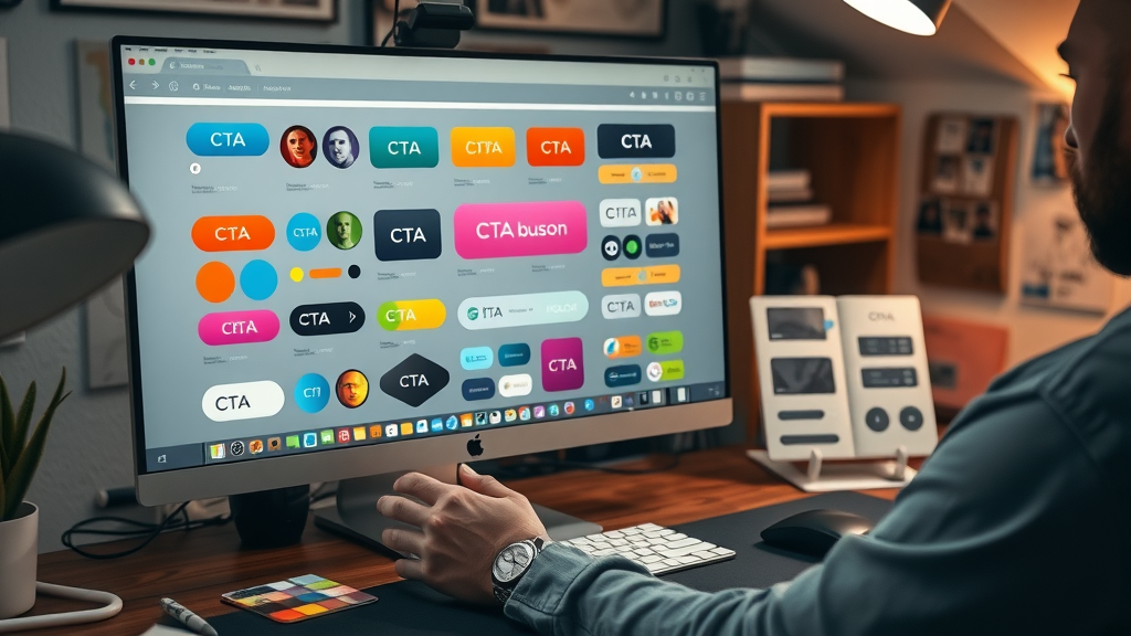 designer testing cta button colors and shapes for conversion rate