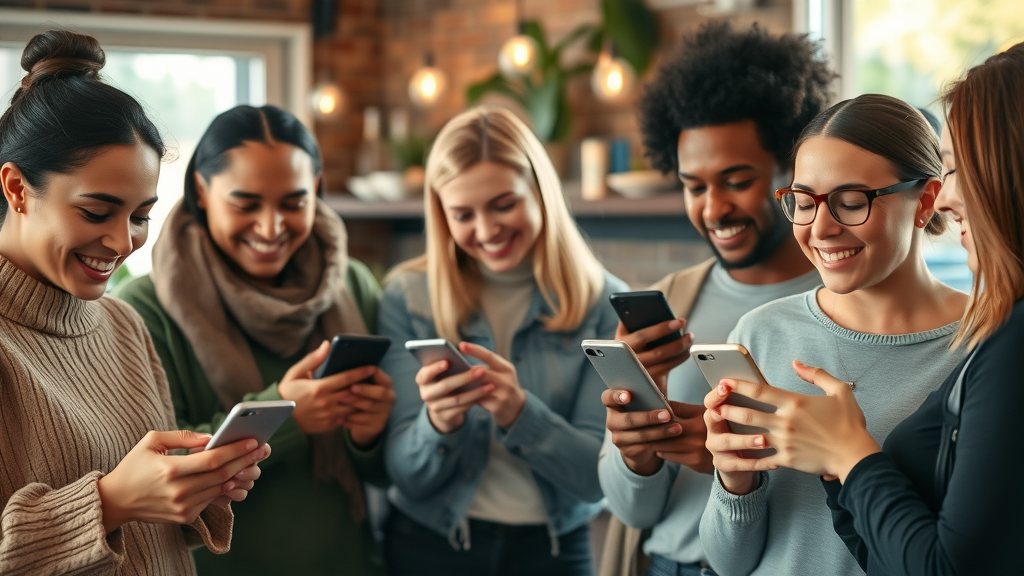 customers leaving positive reviews on mobile devices for local business, enhancing mobile local SEO signals