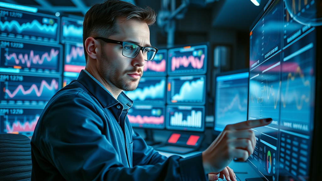 tech-savvy analyst studying real-time analytics for social media marketing strategy