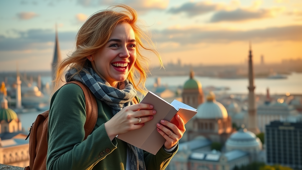 Content creator photographing local landmark for geo-specific content, local link building