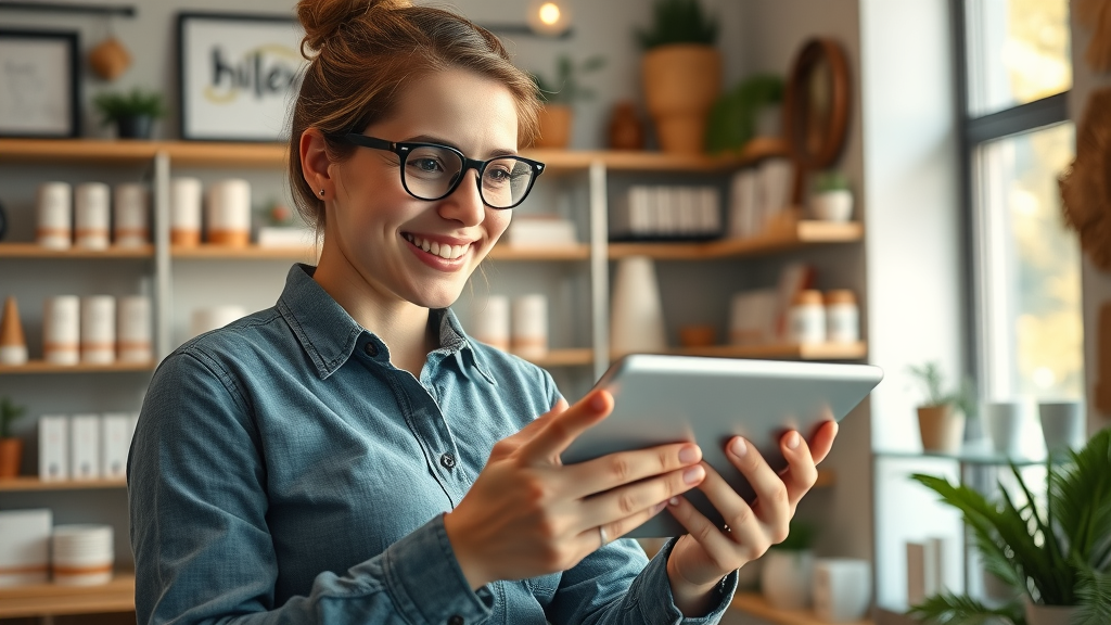 small business owner watching facebook and instagram paid ad growth in boutique