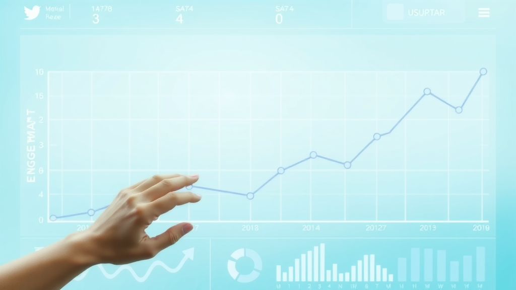 Minimalist digital chart displaying engagement rate, reach, impressions, and social follower growth metrics