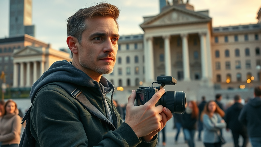 creating local content, content creator filming in front of city landmark, local search optimization