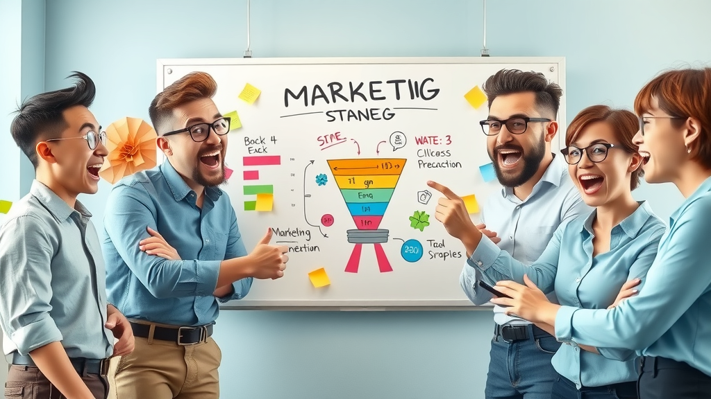dynamic marketing team brainstorming with data-driven marketing strategy diagrams