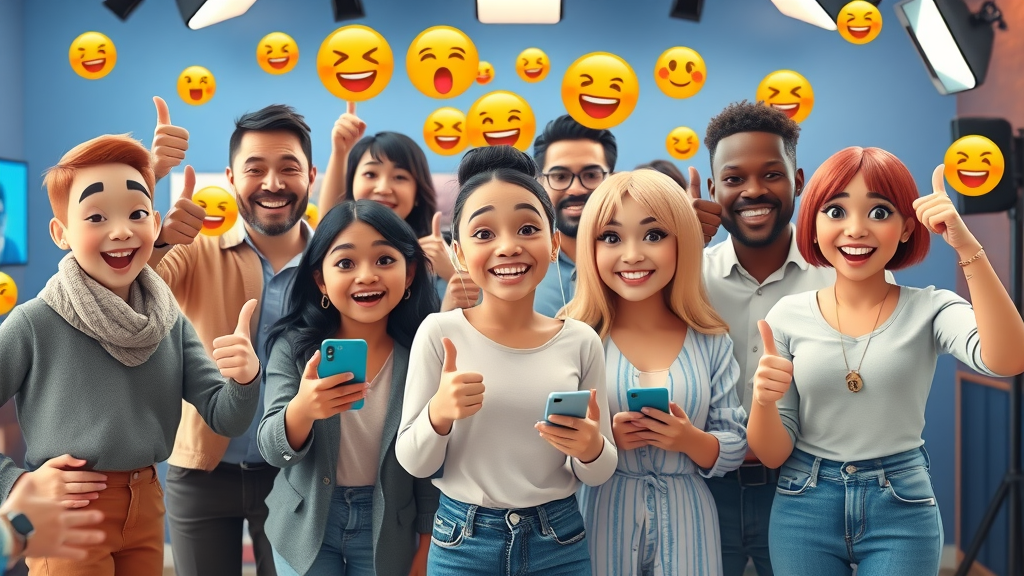 Diverse group of influencers and customers sharing positive endorsements as types of social proof on social media