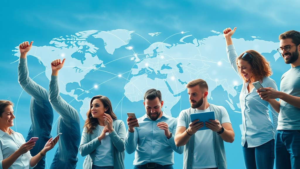social media platforms global map, diverse people connected by social networks, digital connection lines
