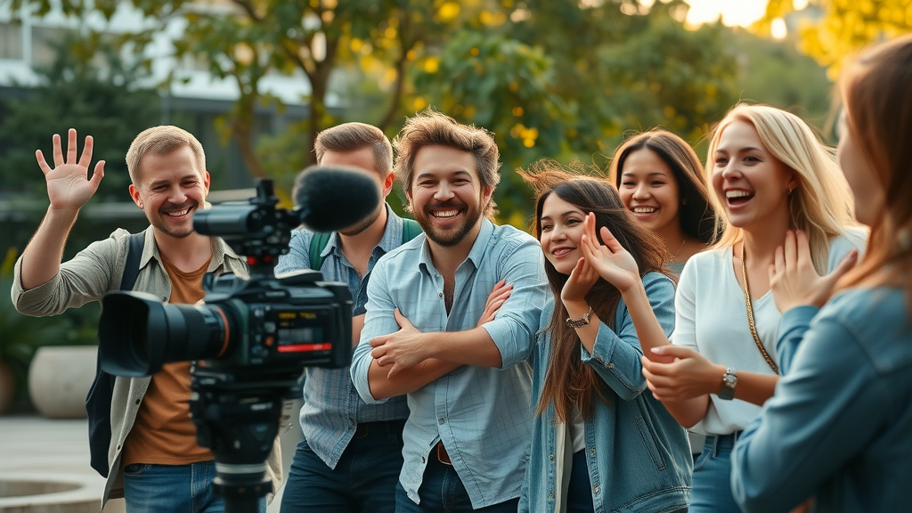 Creative team filming quality video content with dynamic production techniques
