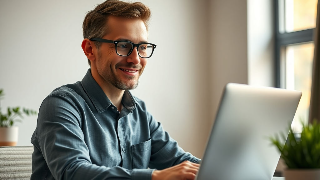Confident SEO expert analyzing local link building strategies on laptop, local SEO