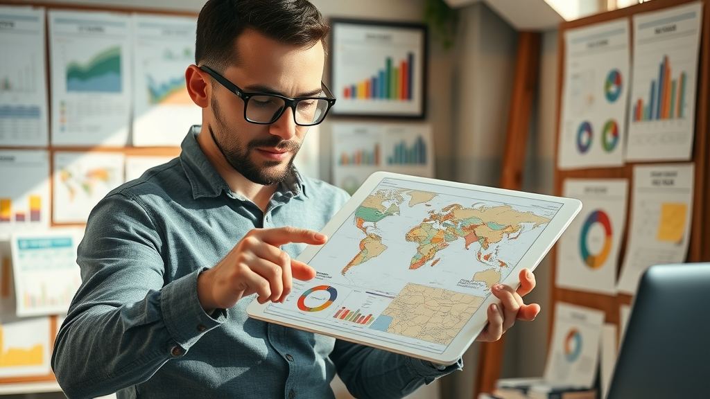 content strategist developing geo-optimized local content plan on mobile device for mobile local SEO