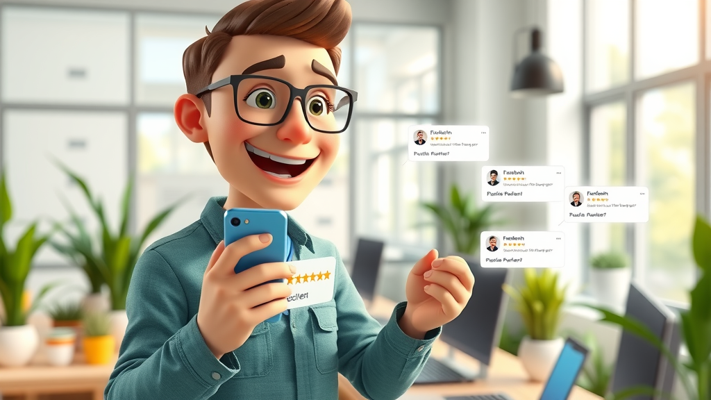 Digital marketer sharing online Facebook review to expand business reach on social media review platforms