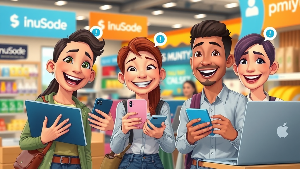 happy customers getting personalized digital messages, engaging with marketing automation tools, customer experience