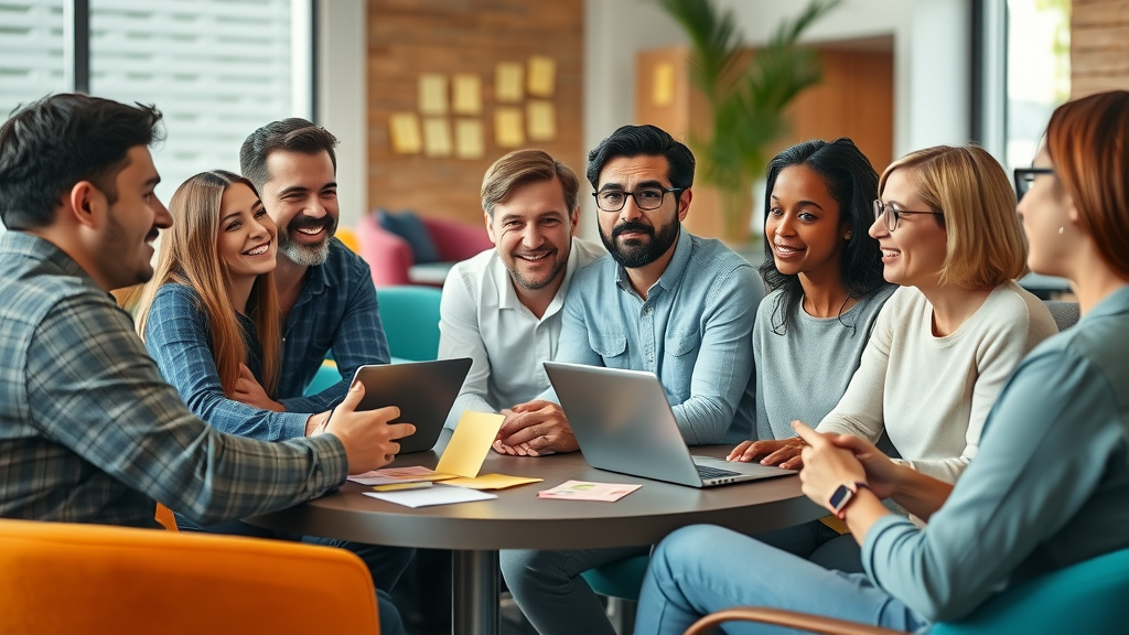 customer focus group providing feedback to ux designer in modern workspace