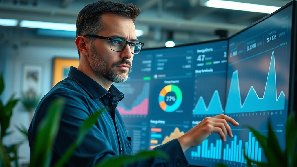Professional analyst reviewing short-form video engagement analytics dashboard