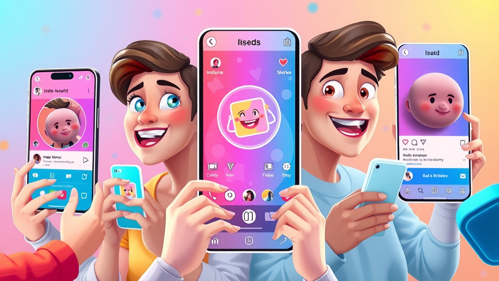 Colorful split-screen of Instagram Reels, Stories, and Feed interfaces highlighting different media algorithm strategies