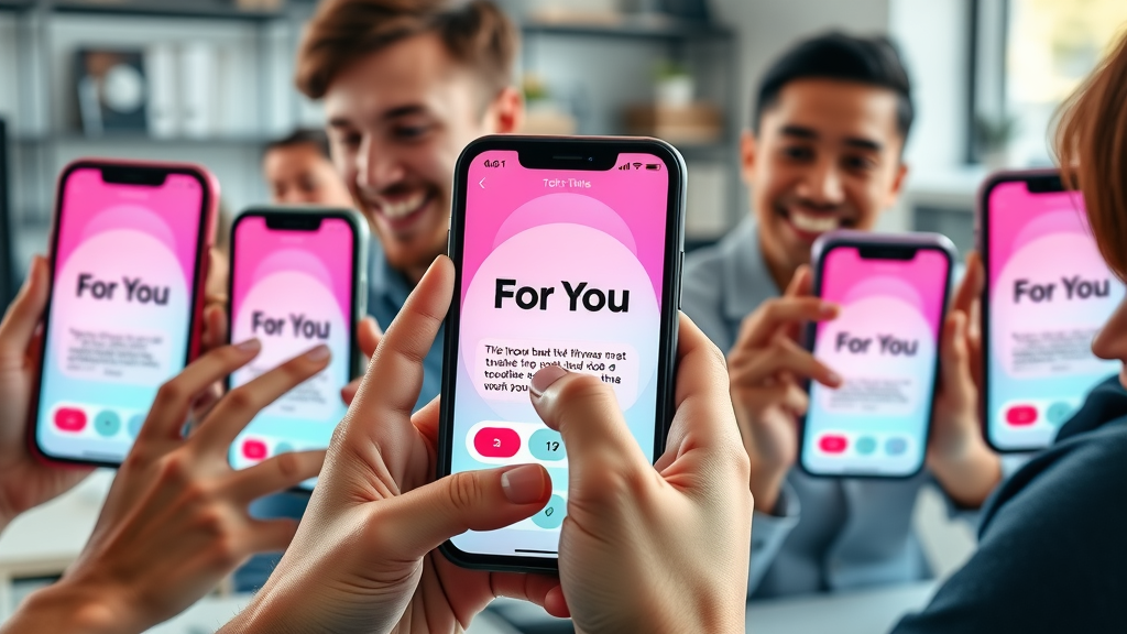 dynamic collage of vibrant smartphone screens displaying TikTok