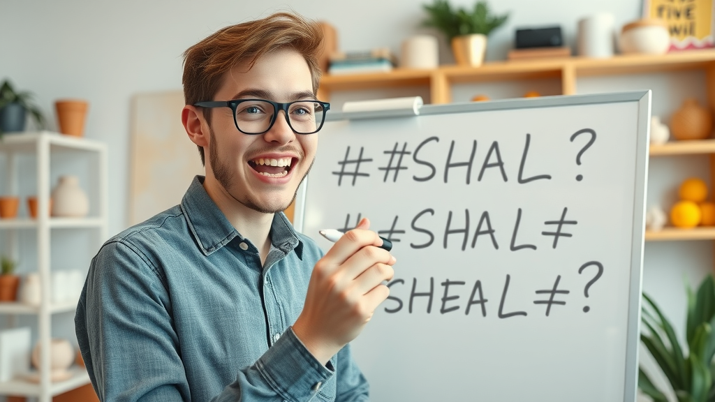 creative young influencer brainstorming TikTok hashtag ideas for SEO strategies in content studio