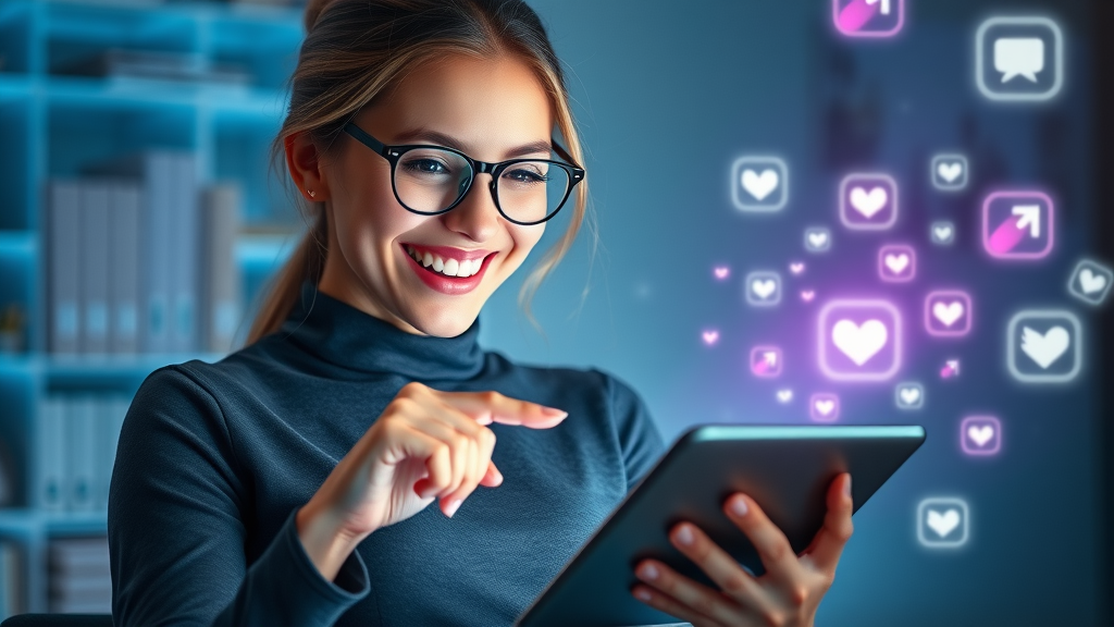 Engaging social media manager sending a message through tablet, representing call-to-action for Instagram Reels enquiries