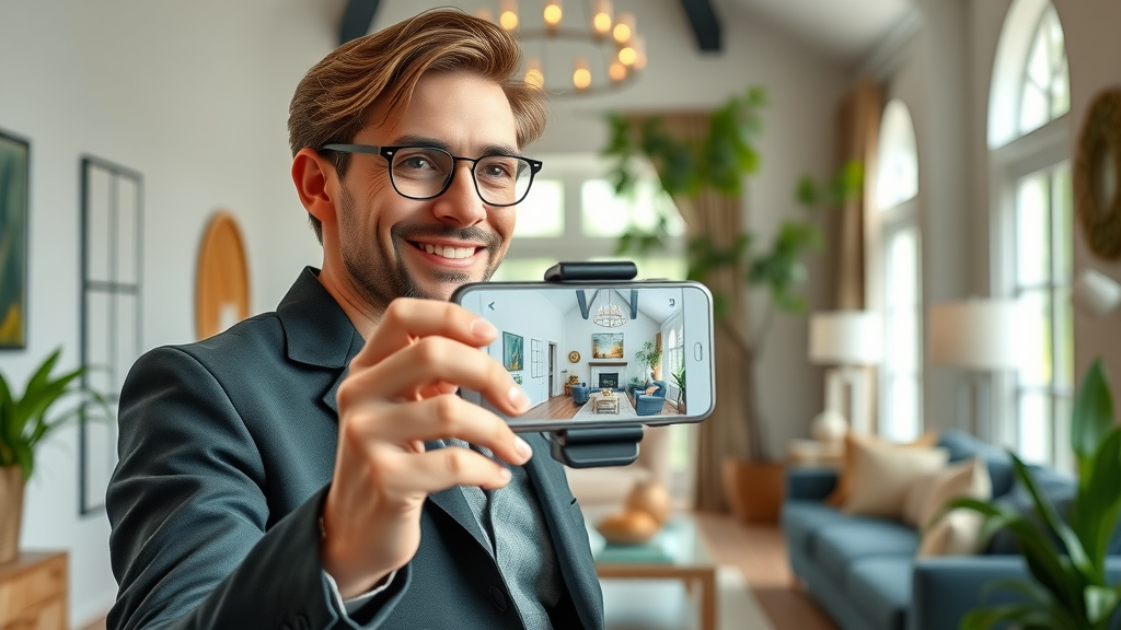 Property influencer touring home on TikTok and Instagram Shorts - paid promotion for real estate