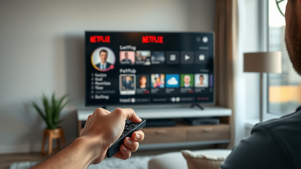 netflix recommendations system diverse group happy discovering new shows cozy living room user experience