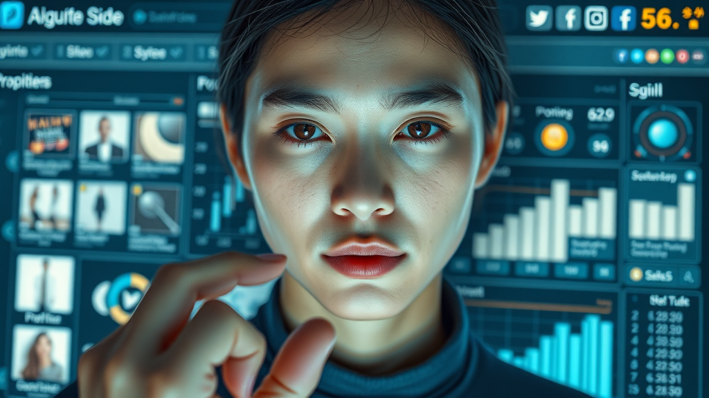 shopping algorithms futuristic e-commerce interface with algorithm-driven product recommendations, busy online shopping dashboard, sharp resolution, cool blues and grays