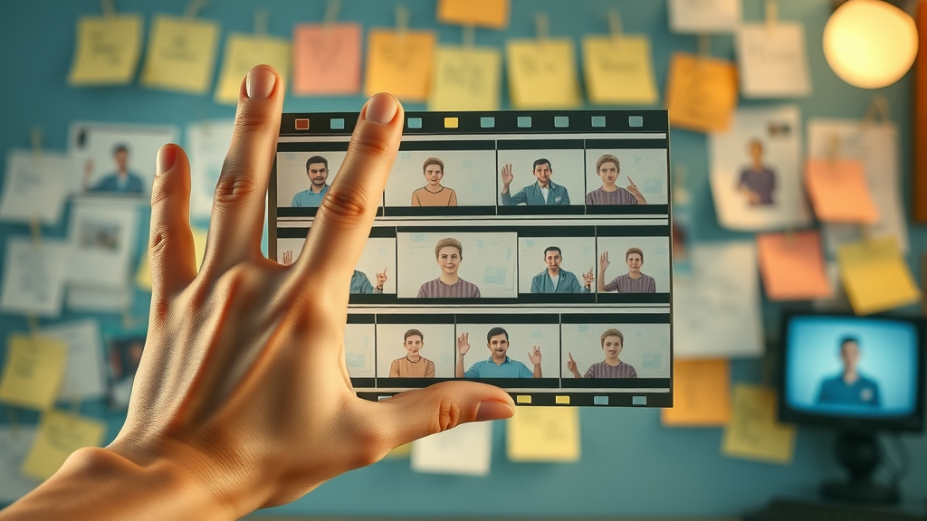 Storyboard tips for property services shorts - creative video planning, hand arranging shots, pastel tones, artistic