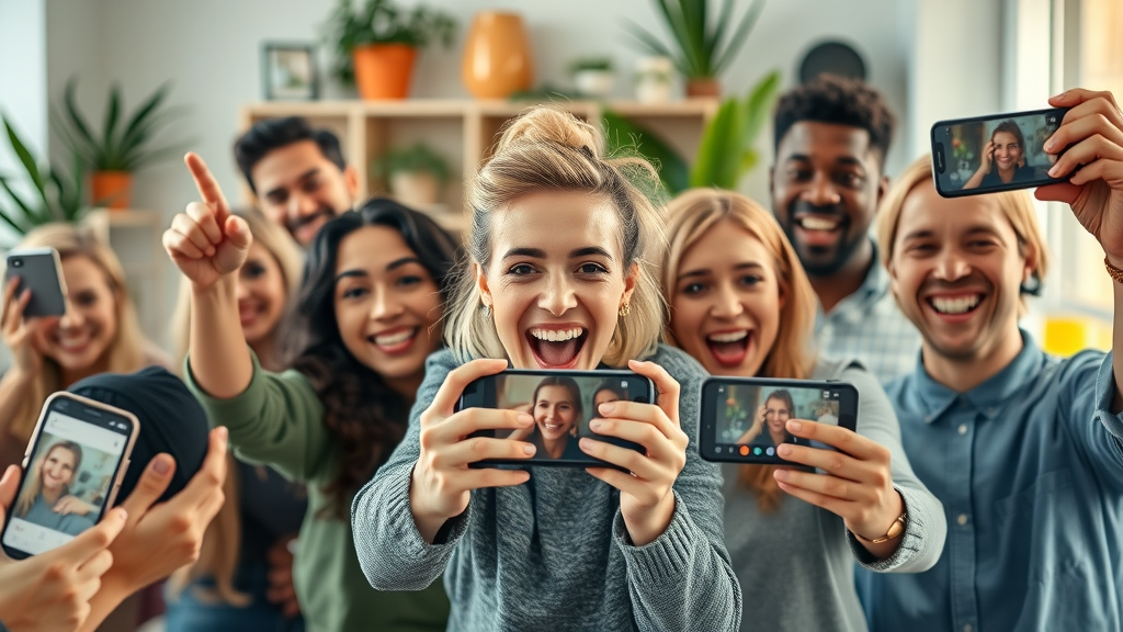 Vibrant collage of social media content creators filming Instagram Reels, showcasing energy and movement, content optimization for reels