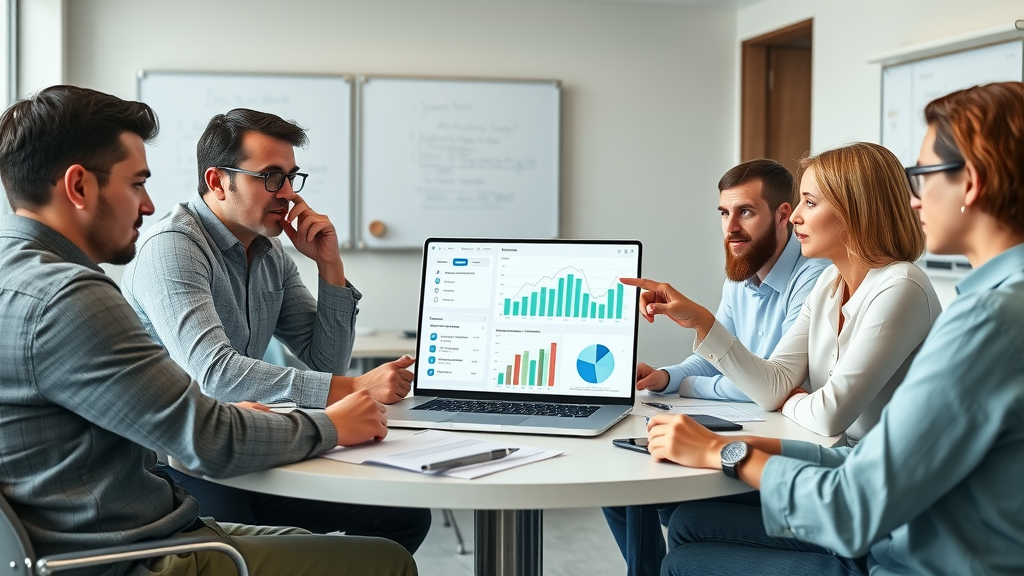 homepage image slider: web design team reviewing analytics and discussing homepage slider decision