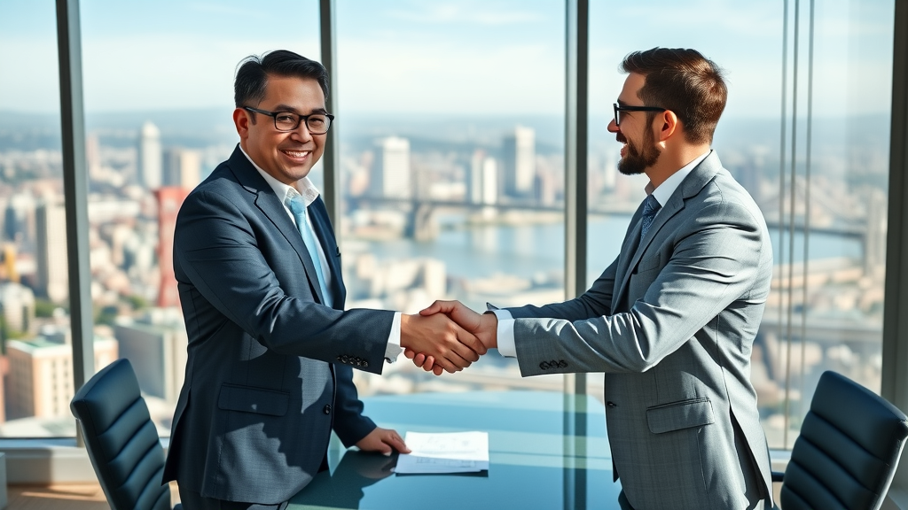 Venture capitalist meeting a Bay Area startup founder to finalize investment, showing Silicon Valley’s venture capital scene