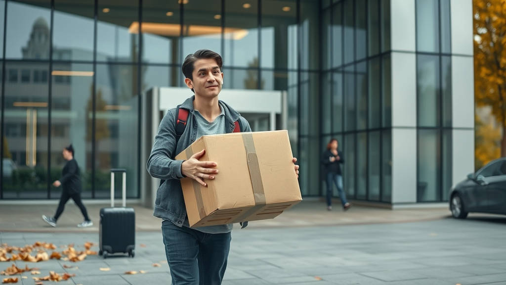 Tech employee leaving a Silicon Valley HQ after layoff, symbolizing Bay Area workforce shifts