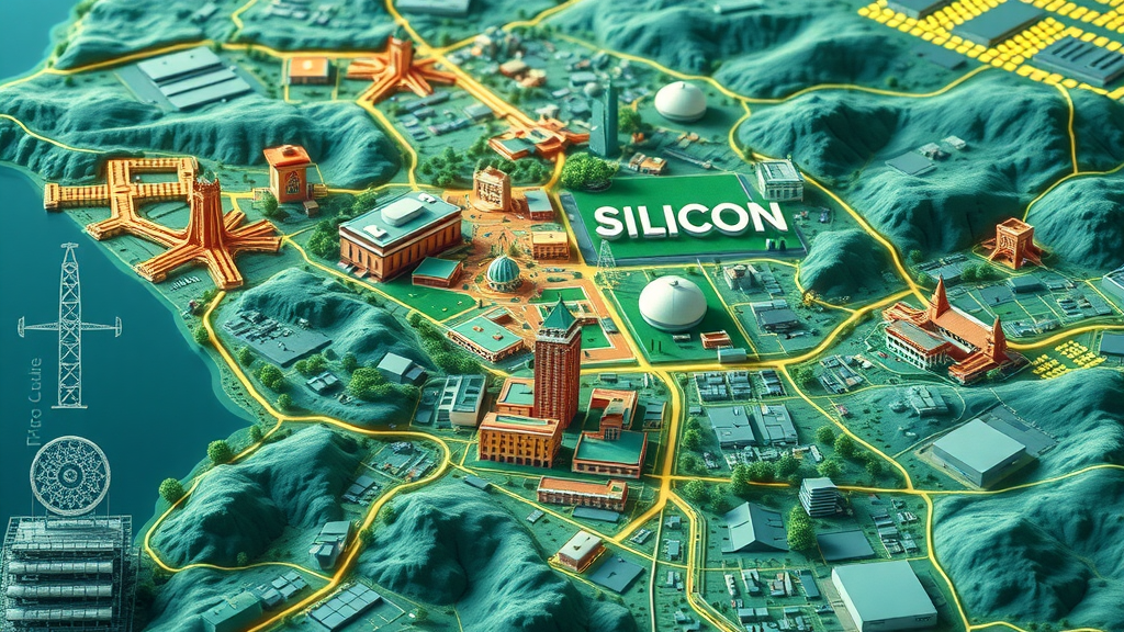 Map of Silicon Valley showing San Jose, Palo Alto, Mountain View, Bay Area tech campuses