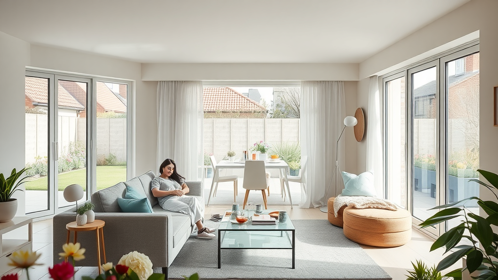 Light-filled Chesterfield home extension living room with garden view.