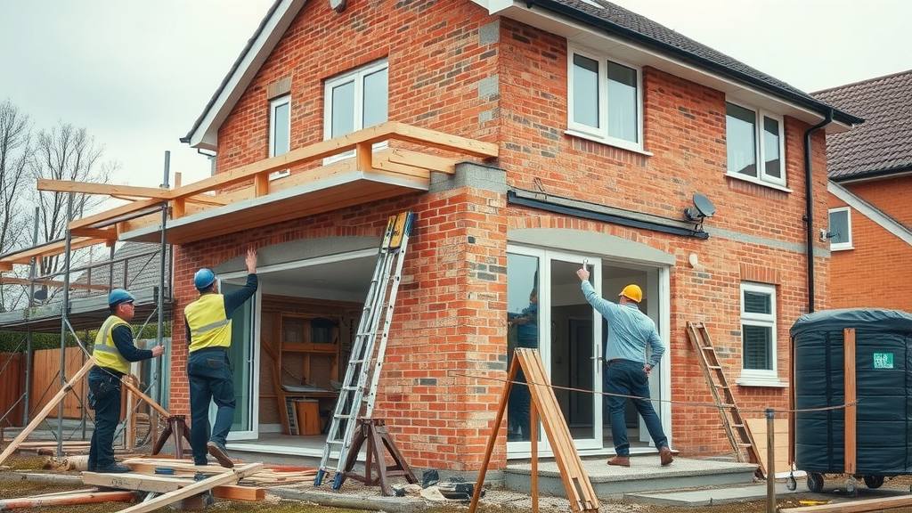 Professional home extensions construction team building seamless house addition.