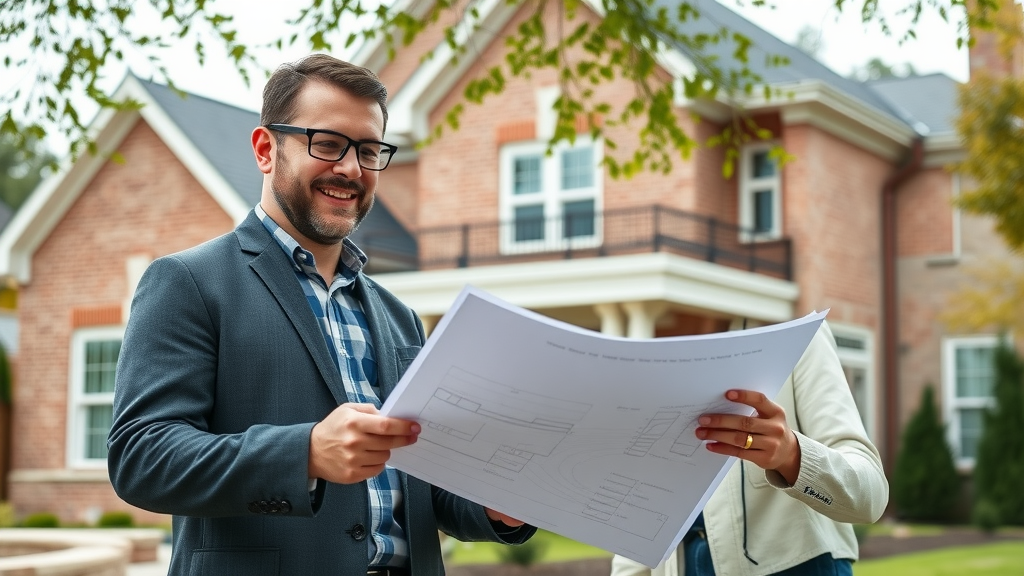 Chesterfield building services expert discussing a project with a client outside a renovated home