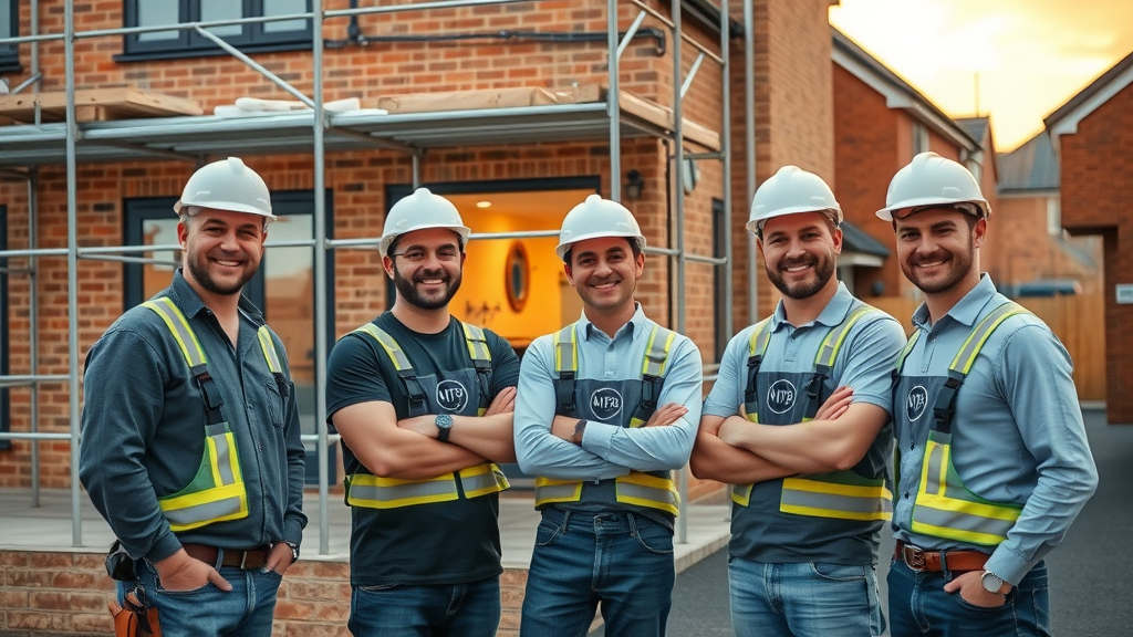 Team from Chesterfield building services working on a detailed house extension project