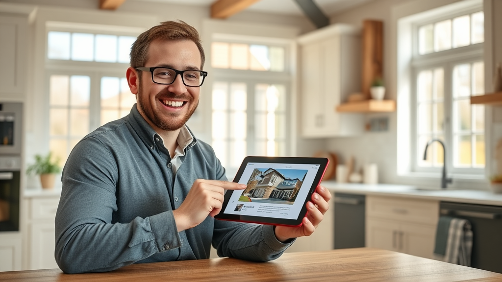 Chesterfield building services advisor explaining renovation plans with tablet to a homeowner