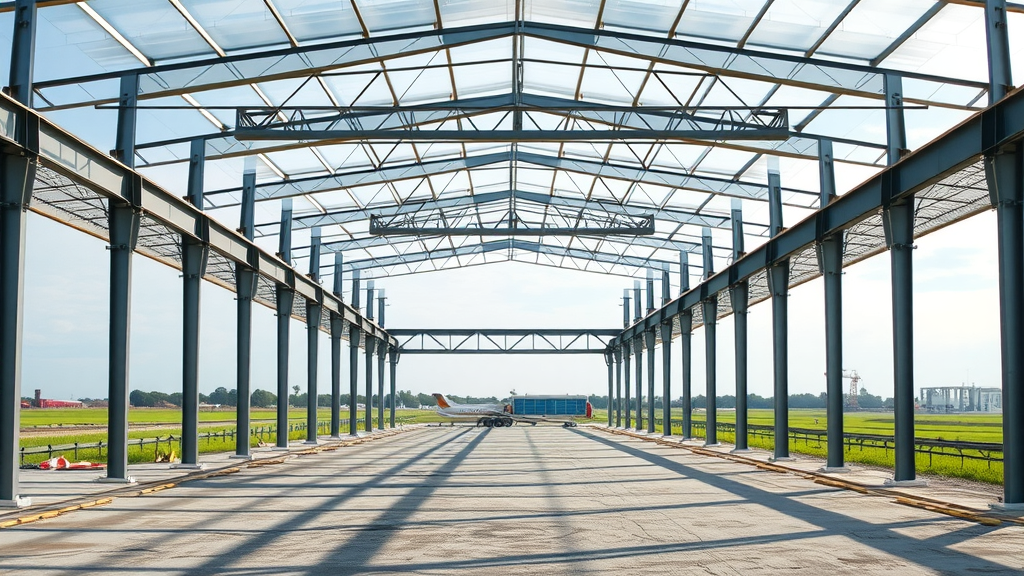 Completed steelwork frame by expert contractors on a modern warehouse structure.