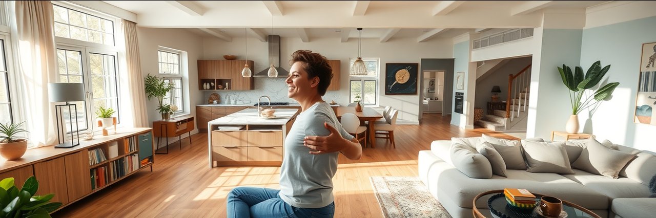 Modern home renovations Chesterfield: bright, stylish living area with happy owners.