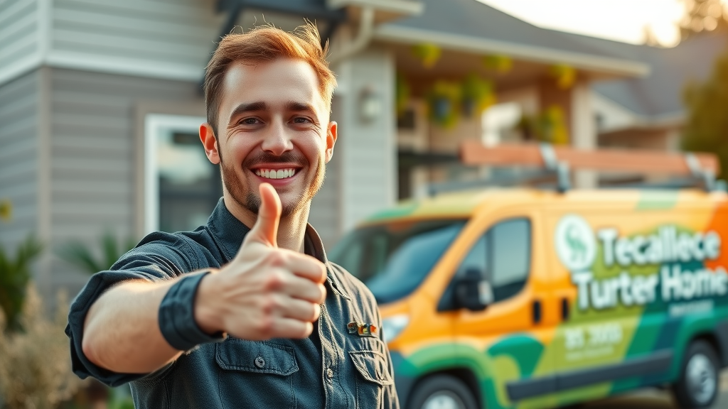 Local technician recording a short-form video advertising for home services