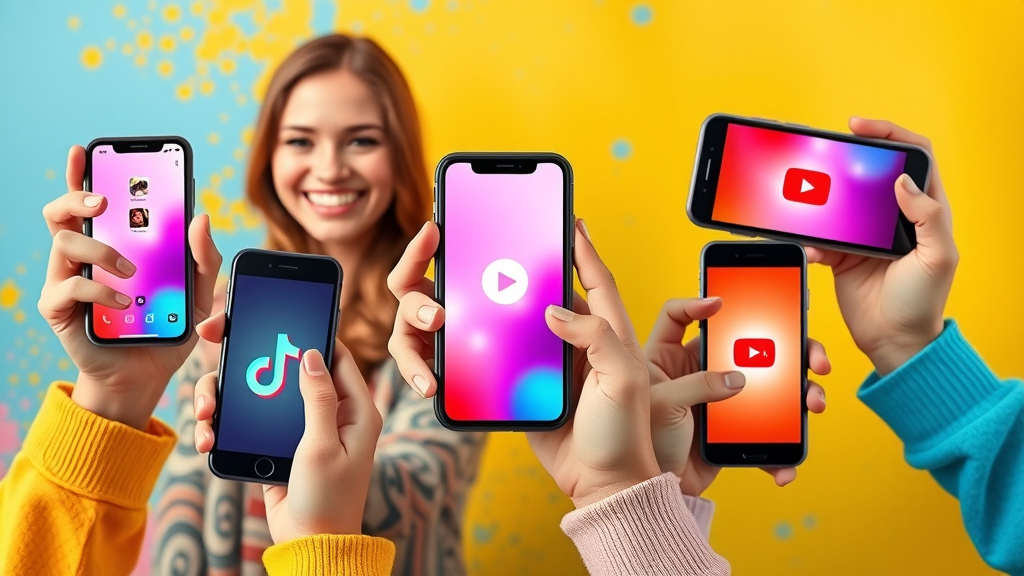Smartphones displaying Instagram Reels, YouTube Shorts, TikTok for short-form video advertising