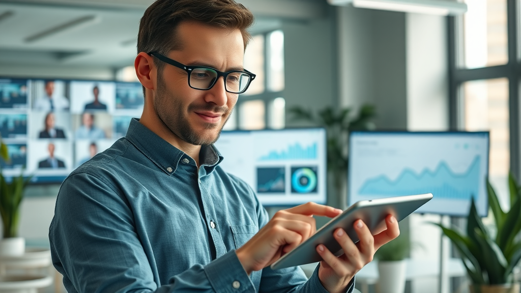 Analyst reviewing short-form video advertising metrics for home service business