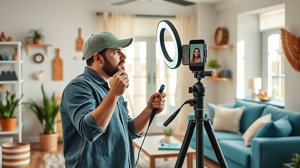 Home service professional filming a TikTok video for organic content growth in home services