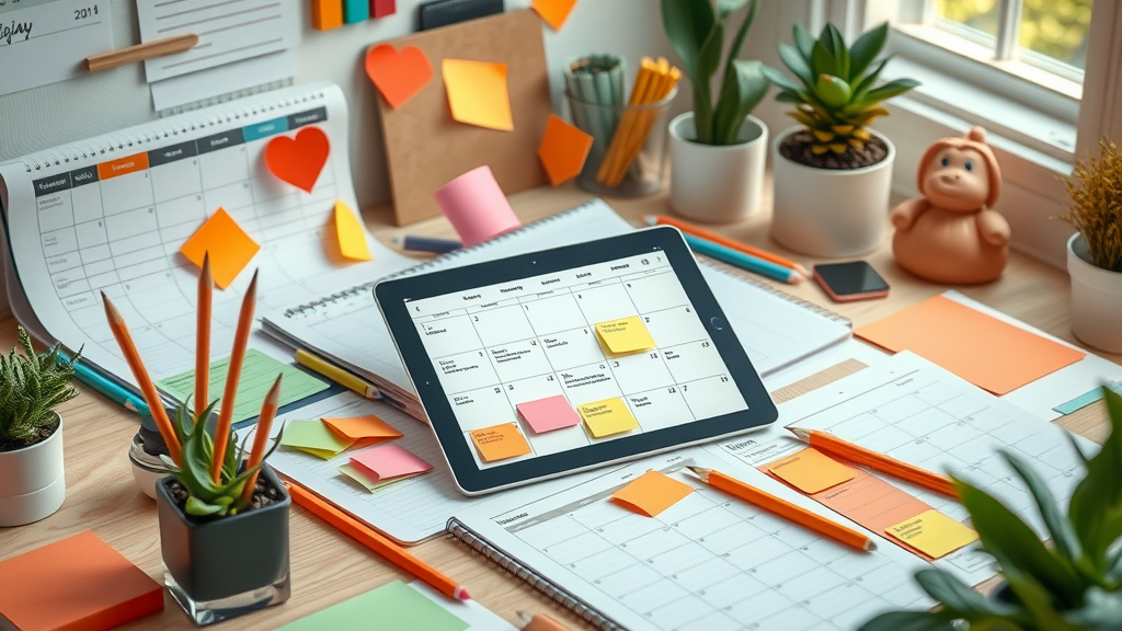 Inspiring TikTok content calendar with planners and digital displays for home service pros