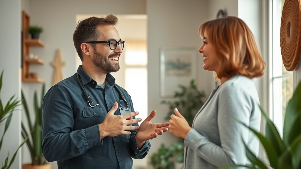 Home service professional and customer sharing a genuine moment to create authentic TikTok content