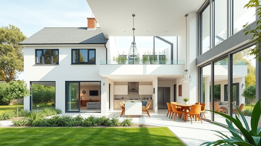 Bespoke house extension with glass design blending into a modern home