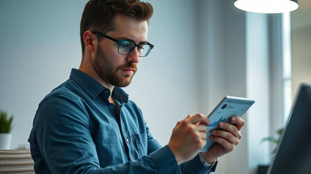 Marketer reviewing Instagram Reels Ad analytics dashboard on tablet for home business