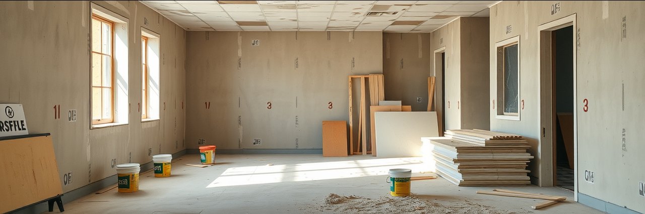 Building regulations compliance in progress at an unfinished construction site.